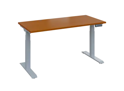 Fleximax 27-14 výškově nastavitelný stůl, kovová podnož stříbrná, deska 25 mm, široký 1400 mm, třešeň šumavská